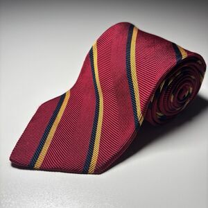 Brooks Brothers Silk Makers & Merchants Red Yellow Navy Stripped Men's‎ Necktie